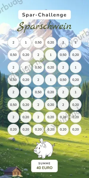 Sparschwein Challenge im Almhütte Design