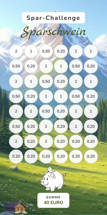 Sparschwein Challenge im Almhütte Design