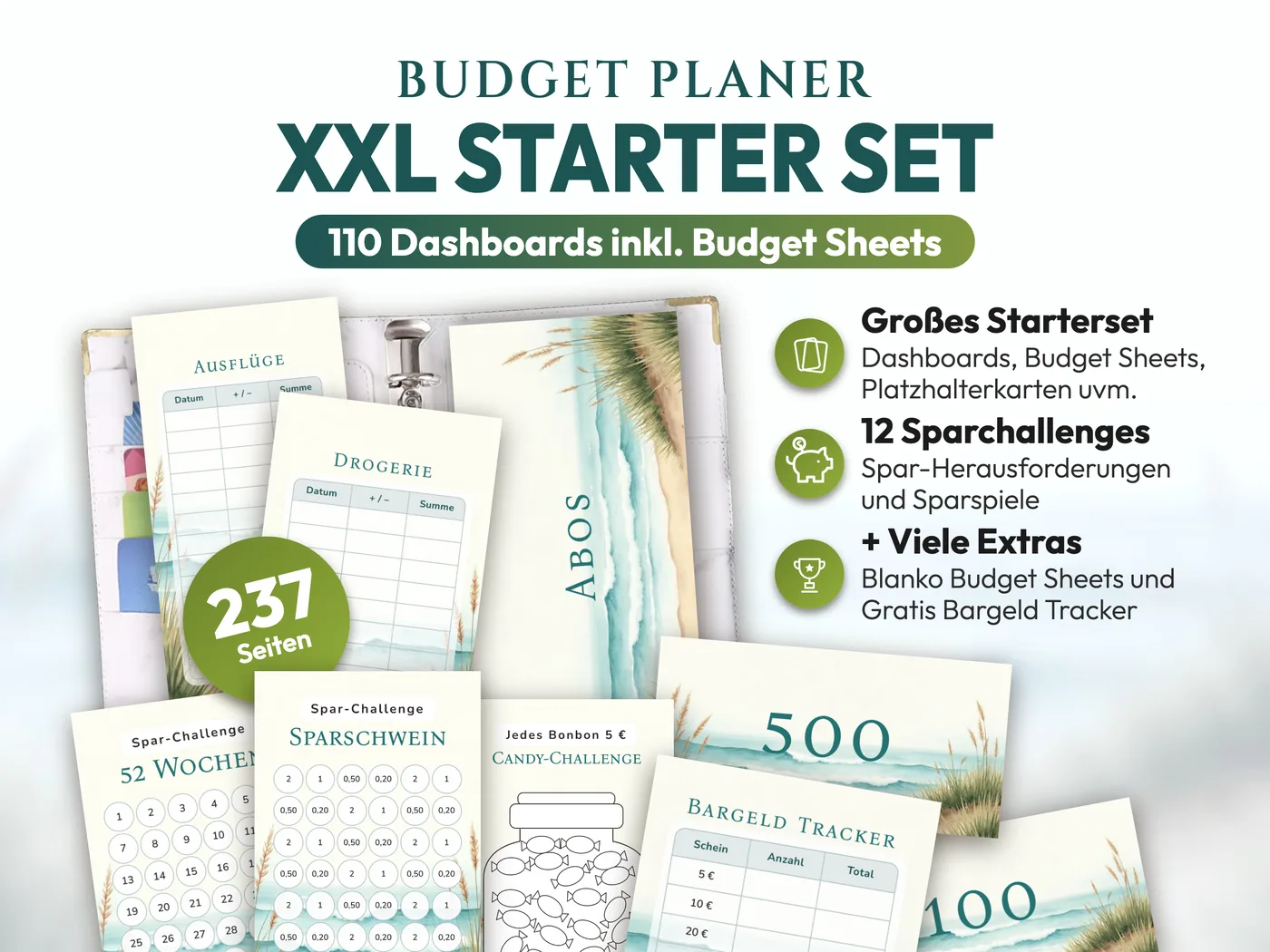 Budget Planer XXL Starter Set: Aquarell Ozean