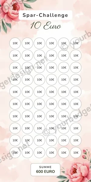 10 Euro Challenge im Aquarell Pfingstrosen Design