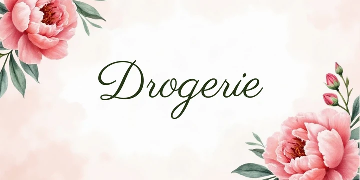 Deckblatt Drogerie im Aquarell Pfingstrosen Design