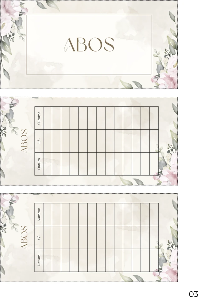 A4-Druckseite im Beige Rosé Design mit Deckblatt und zwei Budget Sheets zum Ausschneiden