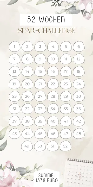 52 Wochen Challenge im Beige Rosé Design