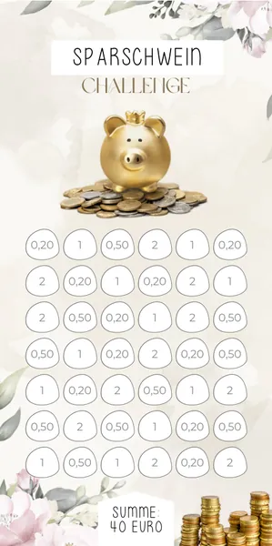 Sparschwein Challenge im Beige Rosé Design