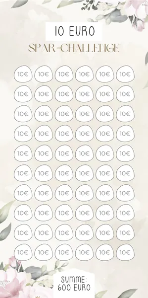 10 Euro Challenge im Beige Rosé Design