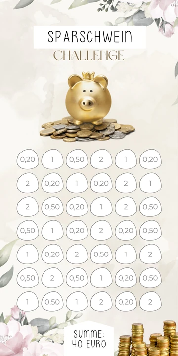 Sparschwein Challenge im Beige Rosé Design