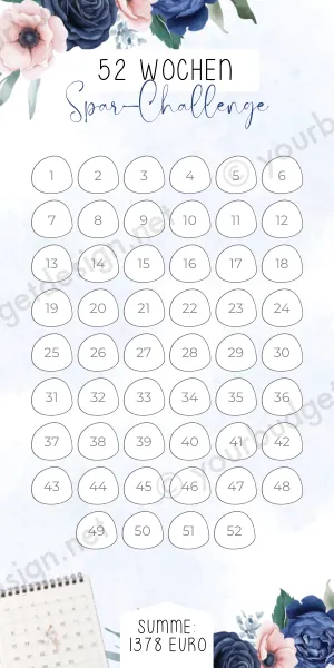 52 Wochen Challenge im Blau Rosé Design