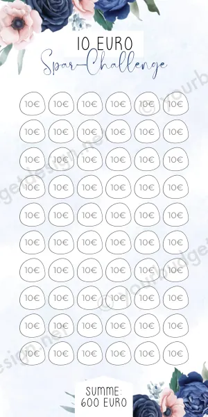 10 Euro Challenge im Blau Rosé Design