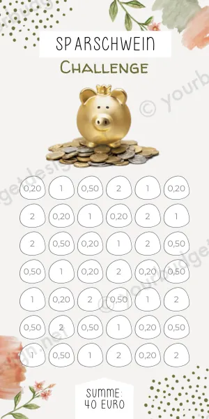 Sparschwein Challenge im Blumen Design
