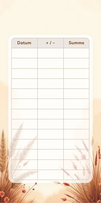 Blanko Budget Sheet im Boho Pampas Design