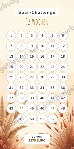 52 Wochen Challenge im Boho Pampas Design