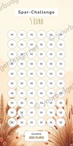 5 Euro Challenge im Boho Pampas Design