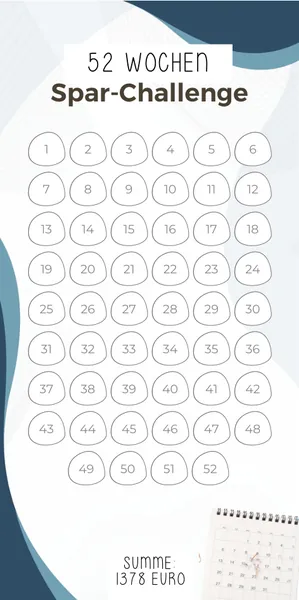 52 Wochen Challenge im Business Blau Design