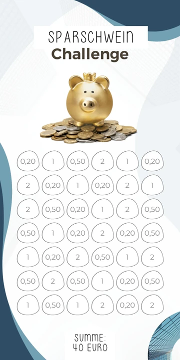 Sparschwein Challenge im Business Blau Design
