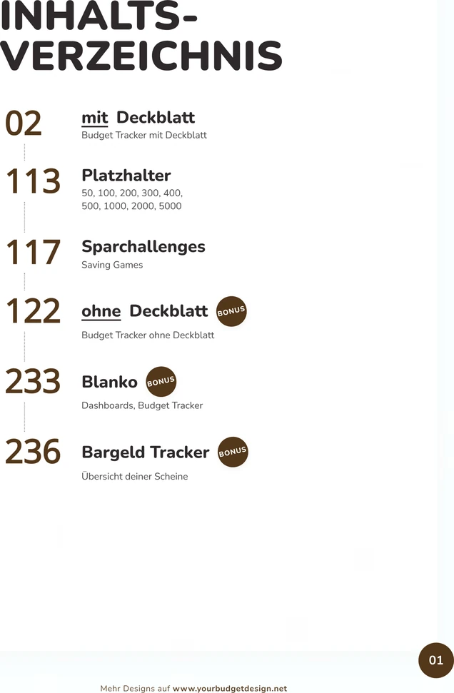 Inhaltsverzeichnis im Business Feine Linien Design als A4-Druckseite
