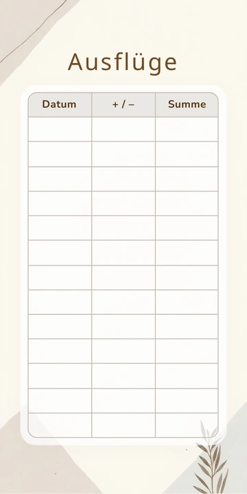 Budget Sheet Ausflüge im Business Feine Linien Design zum Nachdrucken