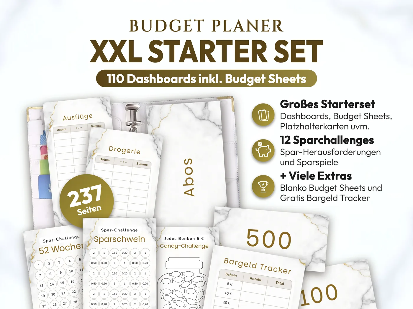 Budget Planer XXL Starter Set: Business Marmor Grau
