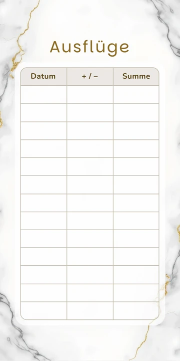 Budget Sheet Ausflüge im Business Marmor Grau Design zum Nachdrucken