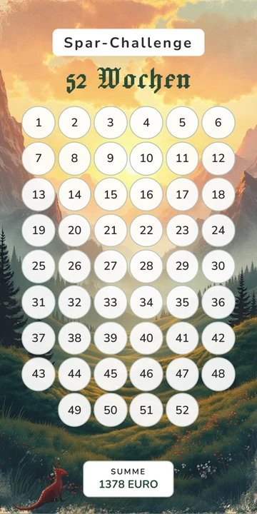 52 Wochen Sparchallenge im Drache Fantasy Design