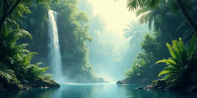 Blanko-Deckblatt im Dschungel Wasserfall Design