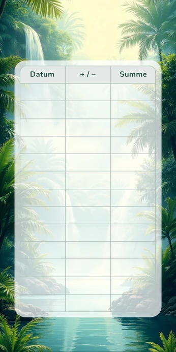 Blanko Budget Sheet im Dschungel Wasserfall Design