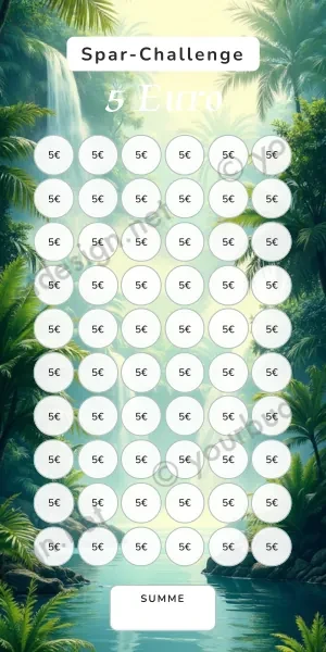 5 Euro Challenge im Dschungel Wasserfall Design