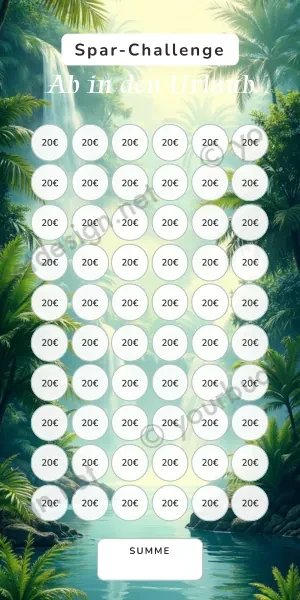 Ab in den Urlaub Challenge im Dschungel Wasserfall Design