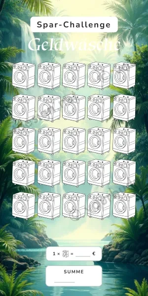 Geldwäsche Challenge im Dschungel Wasserfall Design