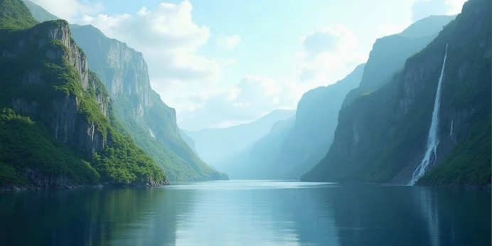 Blanko-Deckblatt im Fjord Wasserfall Design