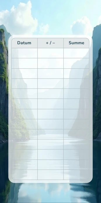 Blanko Budget Sheet im Fjord Wasserfall Design