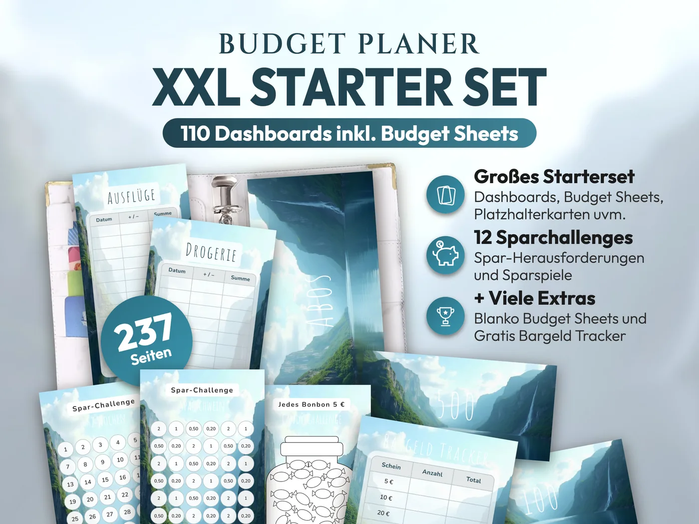 Budget Planer XXL Starter Set: Fjord Wasserfall