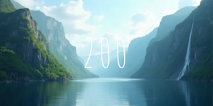 Platzhalterkarte 200 Euro im Fjord Wasserfall Design