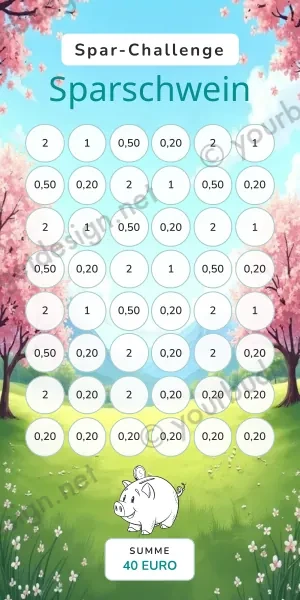 Sparschwein Challenge im Frühlingswiese Design