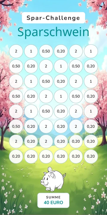 Sparschwein Challenge im Frühlingswiese Design