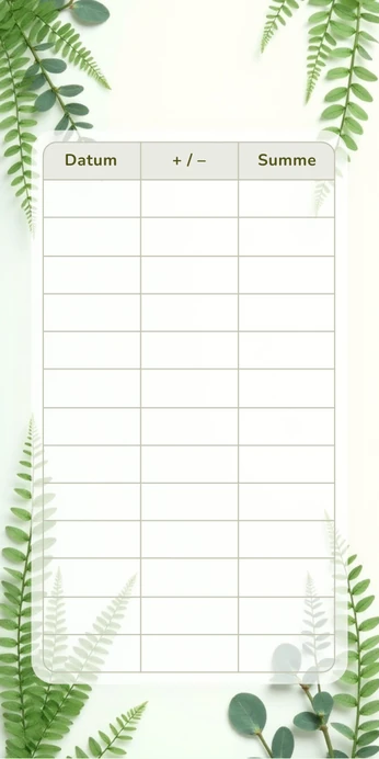 Blanko Budget Sheet im Greenery Farn Design