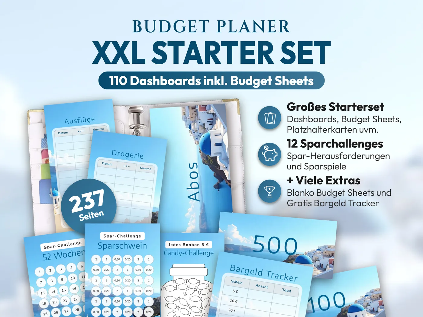 Budget Planer XXL Starter Set: Griechisches Inseldorf