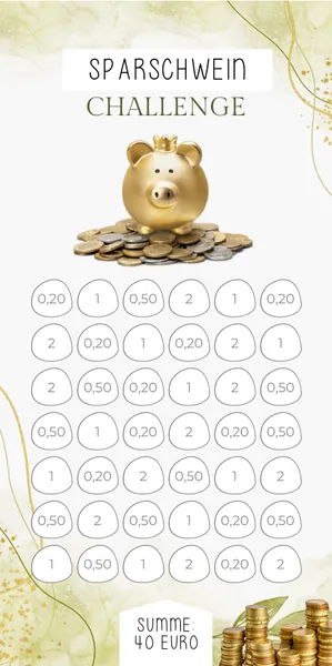 Sparschwein Challenge im Grüne Blätter Design