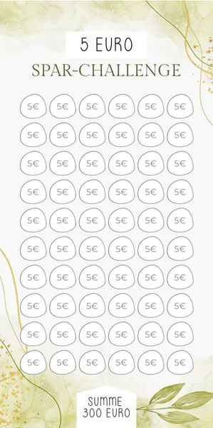 5 Euro Challenge im Grüne Blätter Design