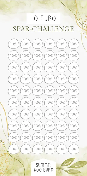 10 Euro Challenge im Grüne Blätter Design