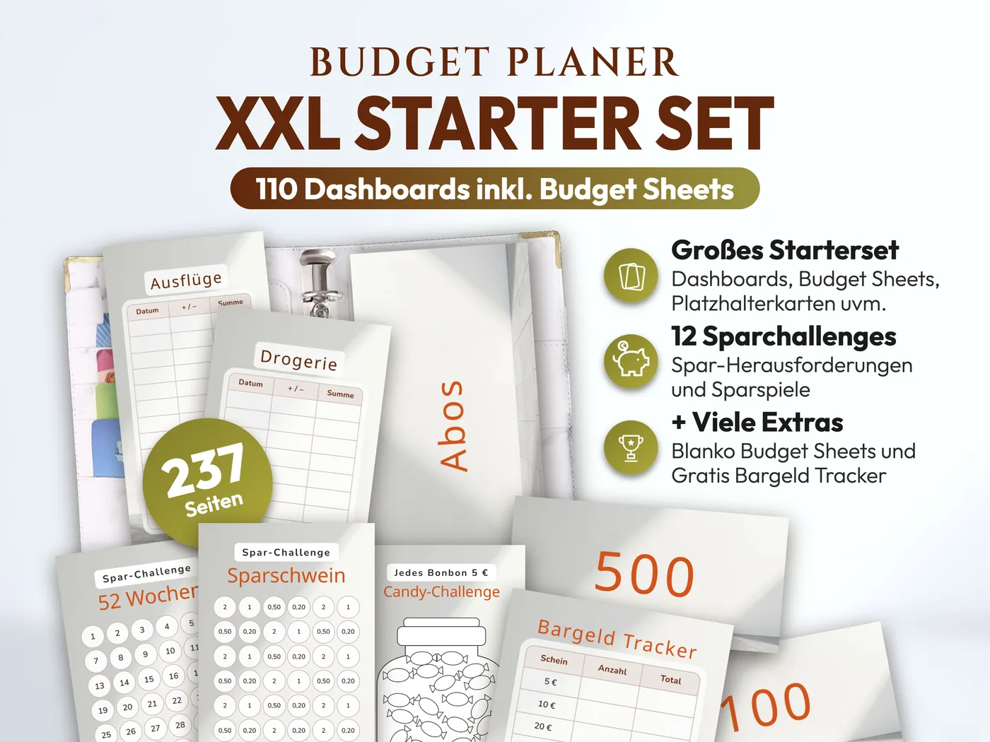 Budget Planer XXL Starter Set: Herren Beton Minimal