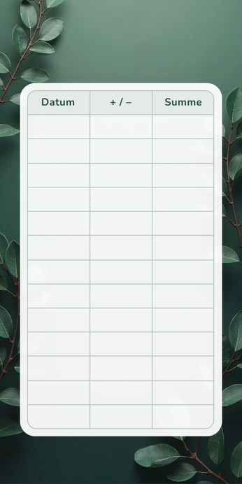 Blanko Budget Sheet im Herren Dunkelgrün Blatt Design