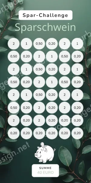 Sparschwein Challenge im Herren Dunkelgrün Blatt Design