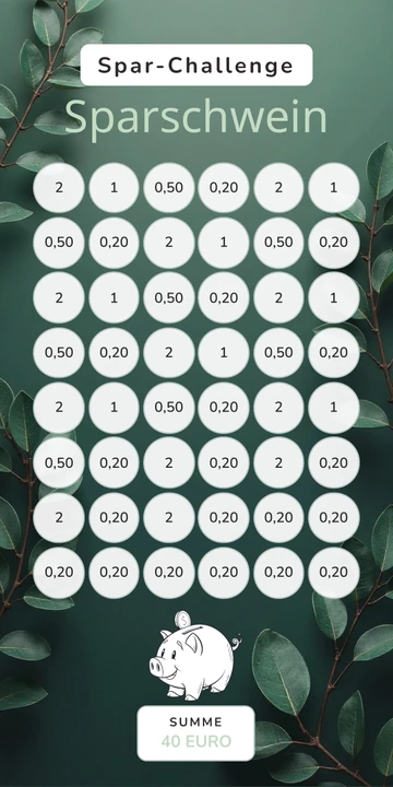 Sparschwein Challenge im Herren Dunkelgrün Blatt Design