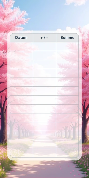 Blanko Budget Sheet im Kirschblüten Allee Design
