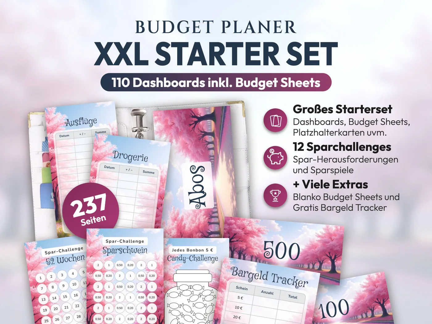 Budget Planer XXL Starter Set: Kirschblüten Allee