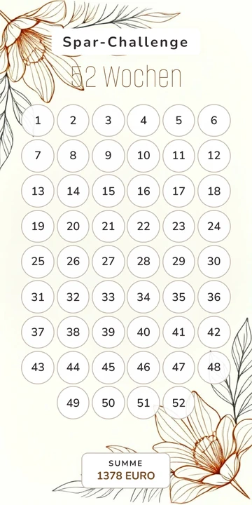 52 Wochen Sparchallenge im Line Art Design
