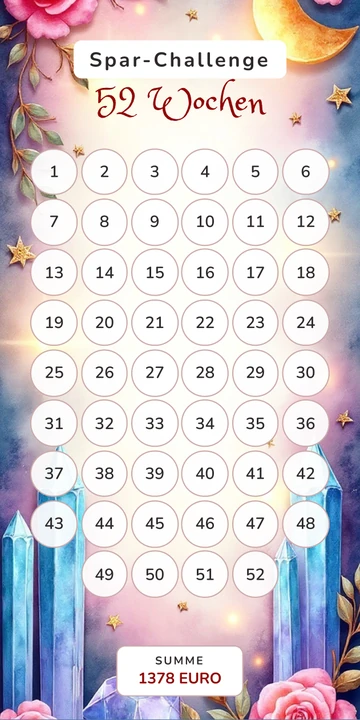 52 Wochen Sparchallenge im Magie Kristalle Design