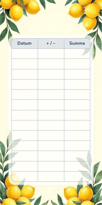 Blanko Budget Sheet im Mediterrane Zitronen Design