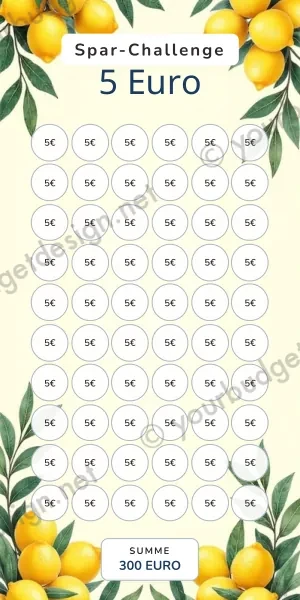 5 Euro Challenge im Mediterrane Zitronen Design