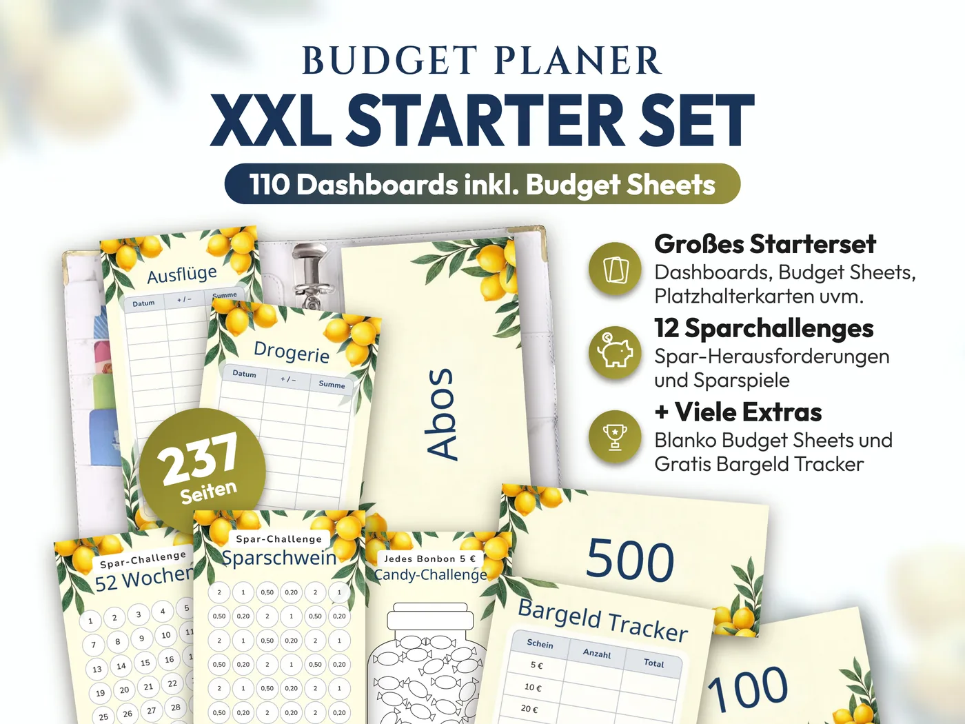 Budget Planer XXL Starter Set: Mediterrane Zitronen